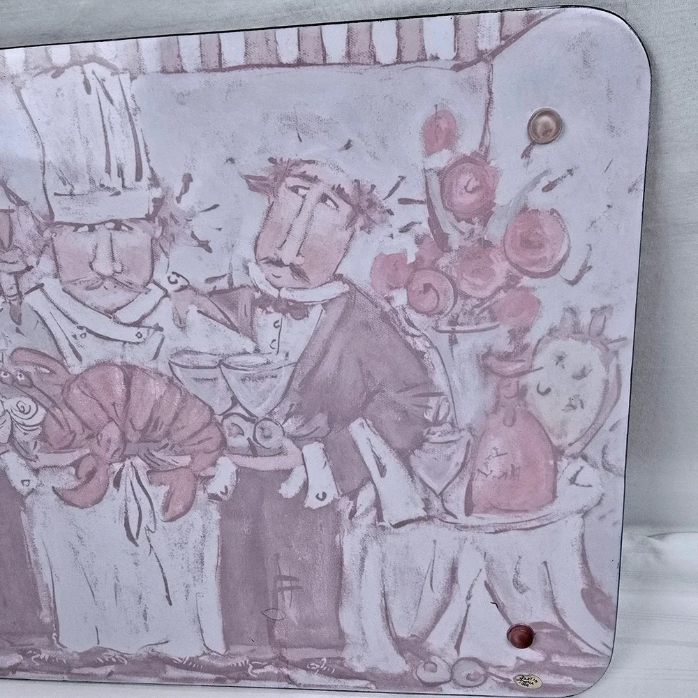 Whimsical Chef Lobster Glass Cutting/Serving Board Bistro Kitchen Decor Coastal‎